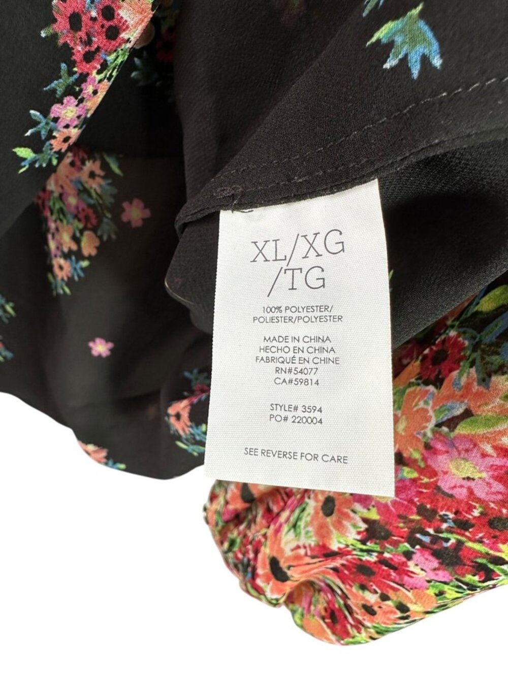 Cabi Blooming Blouse Black Floral Sheer Chiffon Top Boho Romantic XL 3594 - Picture 6 of 6